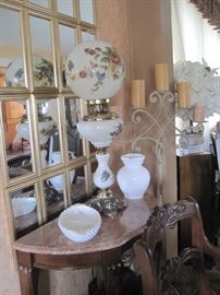 lamp, marble top stand