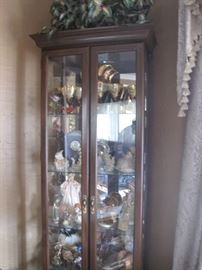 glass cabinet, Venetian glass goblets & pitcher