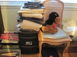 candles, linens, chairs