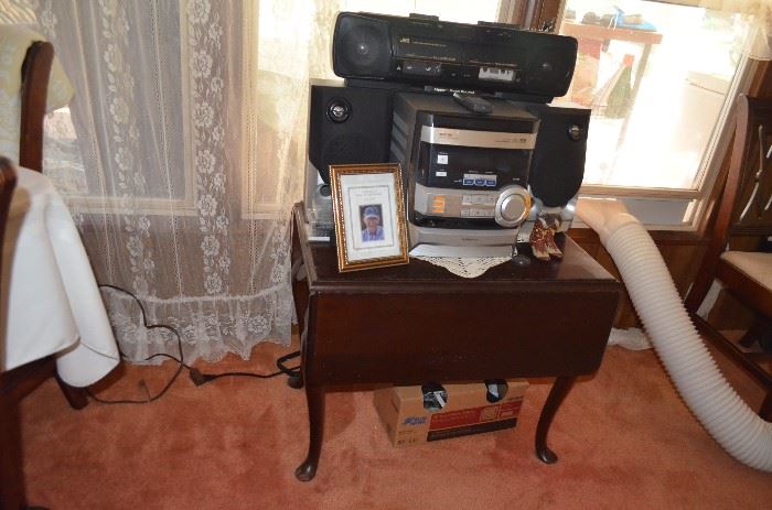 Vintage Drop Leaf Table and Stereo System