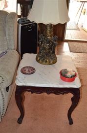 2 Marble Top End Tables and a Matching Marble Top Coffee Table