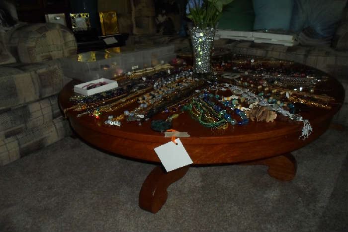 love this coffee table - check out all this jewelry