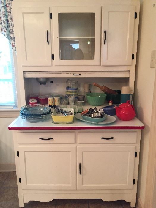 Antique Hoosier kitchen cabinet with flour sifter