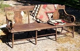 Pennsylvania Greek Revival Settee, wool Navajo rugs