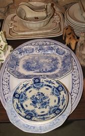 Blue transferware china, Tea Leaf Ironstone china