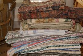 Various Orienta, hooked, and rag rugs