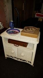 White Wicker Nightstand