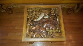 Carved Teak End Table