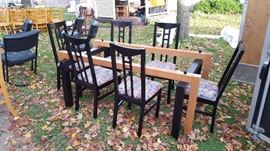 Glass top table and 6 chairs $300
