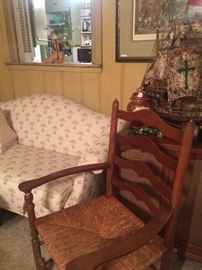 Another love seat; cane seat/ ladder back chair; 