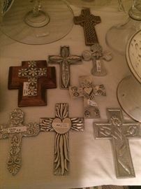 Silver and wood crosses
