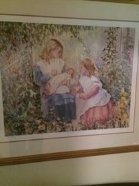 Little girls with doll framed art