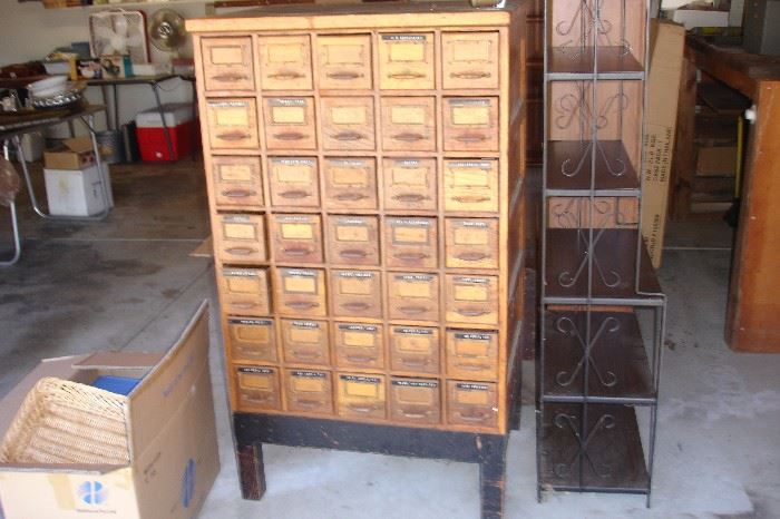 Antique oak library file cabinet