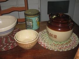 vintage pottery and kitchen items