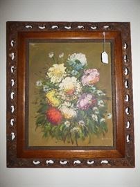 Oil painting in antique frame