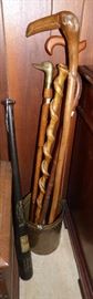 Several unusual walking canes