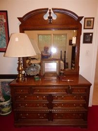 Wonderful masculine look oak dresser with mirror