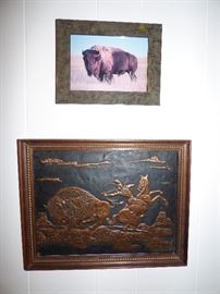 Newer hammered copper buffalo & Indian picture