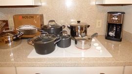Analon cookware set, Vintage Revere Ware with copper bottom cookware, Cuisinart lightly used coffee maker