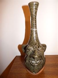 Hollow "face jug" signed Clete Meaders 1994