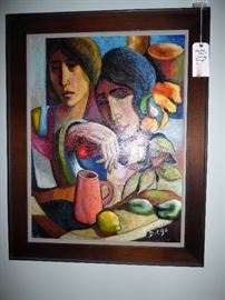 Original Oil : "The Red Can" 1969 by Diego.                    23 5/8 X 31 5/8