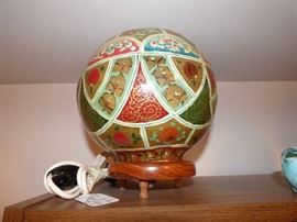 Unique lamp made out of handpainted camel skin