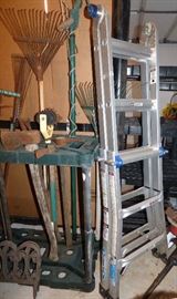 Werner folding ladder, many yard tools