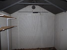 Interior of outdoor shed