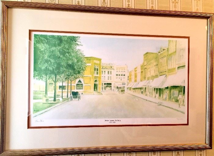Tom Stine signed and numbered print 'Union Square, Hickory'. Double matted. Very Good Condition.