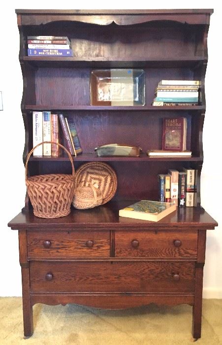 Antique Oak Low Cabinet with Shelves. Really Cool!