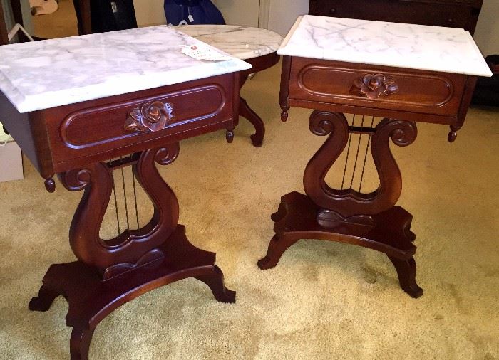 Victorian mahogany - 3 Tables - all with marble tops.