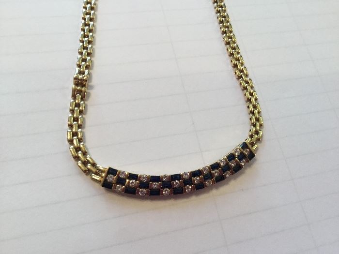 Vintage gold, diamond and sapphire choker necklace
