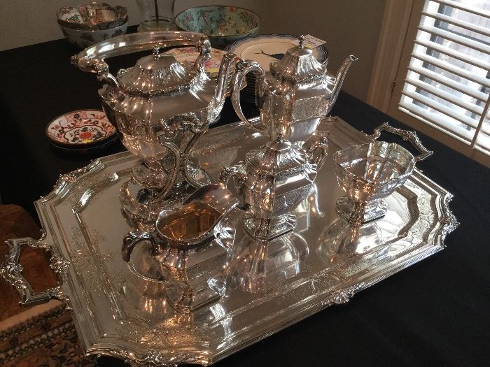 Sterling Black Starr & Frost Silver Service with tray!  