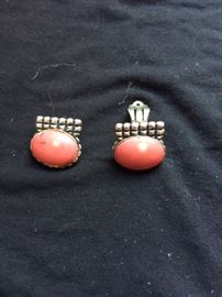 Dian Malouf sterling & coral earrings