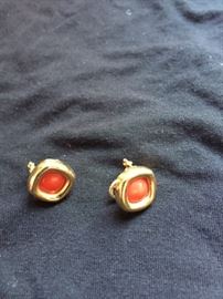 14K gold & coral earrings
