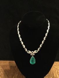 37.06 natural drop emerald.  This fabulous necklace includes the appraisal