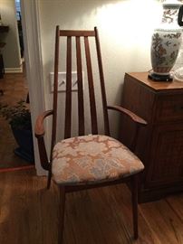 Set of (6) Mid-Century Danish modern chairs.  Two armchairs and (4) side chairs
