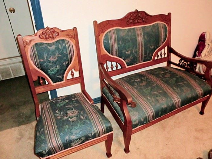 Antique settee and matching chair