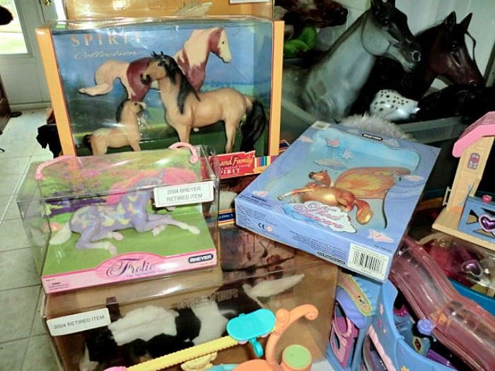 Breyer horses (these are the boxed ones; we have unboxed Breyers also)