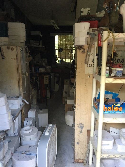 Garage Packed with molds, kilns and more!