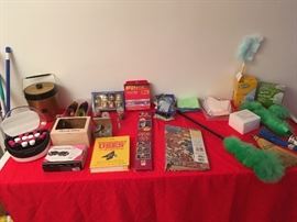 Cleaning supplies, candles, ice bucket, curlers and more