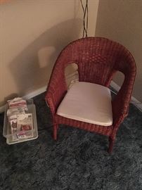 Vintage wicker chair and sewing kits
