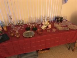 Assorted cut glass, crystal and other fine dishes