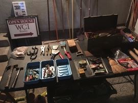 Assorted hand tools and tool boxes