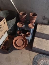 assorted clay flower pots