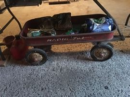 vintage wagon and grass seed