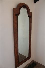 Tall hall mirror. Beautiful burl maple and walnut.  Originally an armoire door, now mounts nicely to a wall.