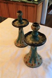 "Danier Gouda" candlesticks. Matte glaze finish from the 1920's or 30s. Perfect condition.