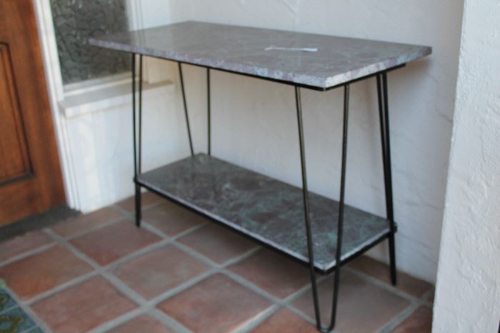 Mid-century iron table. Marble top