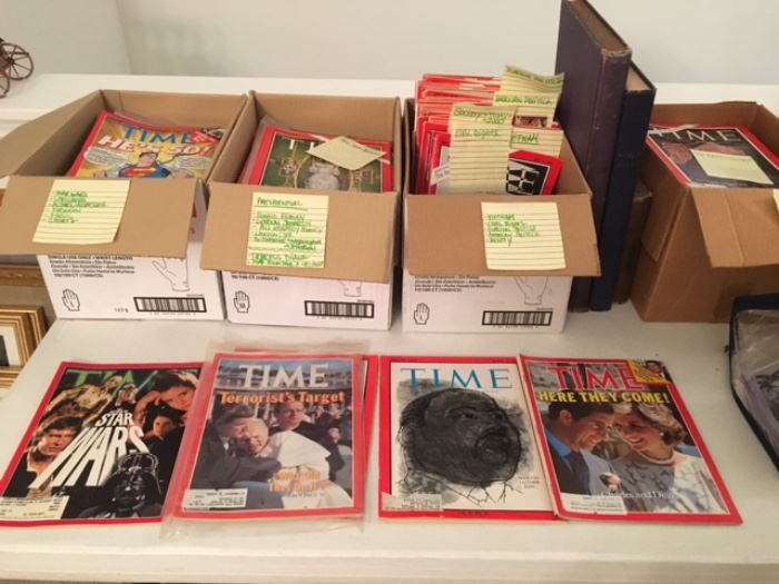 Vintage Time Magazines 1962- 1988. Highlights include Princess Diana & Prince Charles, Pope John Paul II, Presidential Issues- Large Ronald Reagan selection, Kennedy family, Bicentennial, Civil Rights, Arts & Entertainment Issues- Star Wars, Spielberg, Charlie's Angels, Movie icons, Fashion Icons,Sports Icons and Olympics.